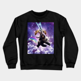 Lazer Warrior Space Cat Riding Panda With Taco Crewneck Sweatshirt